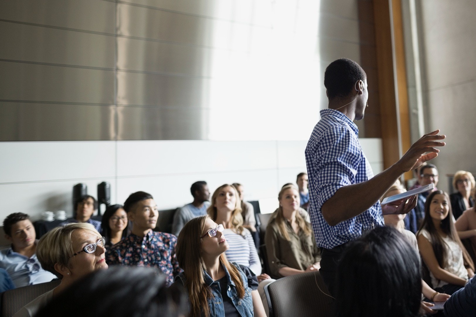 Man adressing students